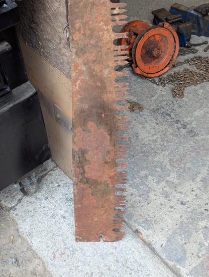 Vintage Rusted Steel Sickle Bar Blade Section for Farm Mower