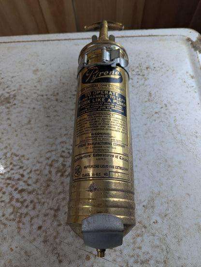 Vintage Pyrene Brass Carbon Tetrachloride Fire Extinguisher Toronto Canada