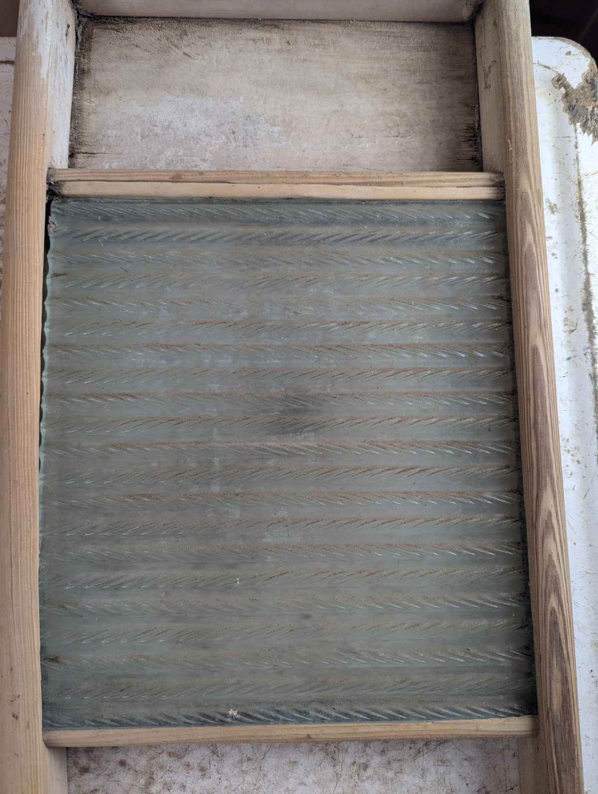 Vintage Canadian Woodenware Glass Washboard with Wood Frame