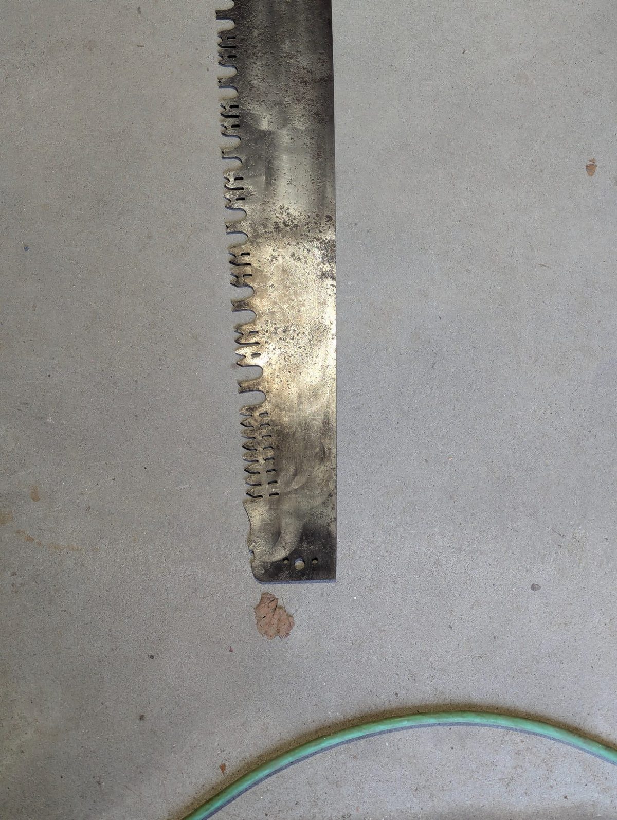 Vintage Crosscut Saw Blade with Cut-Out Teeth and Mounting Holes