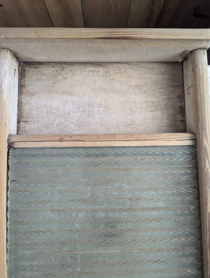 Vintage Canadian Woodenware Glass Washboard with Wood Frame