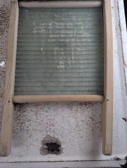 Vintage Canadian Woodenware Glass Washboard with Wood Frame