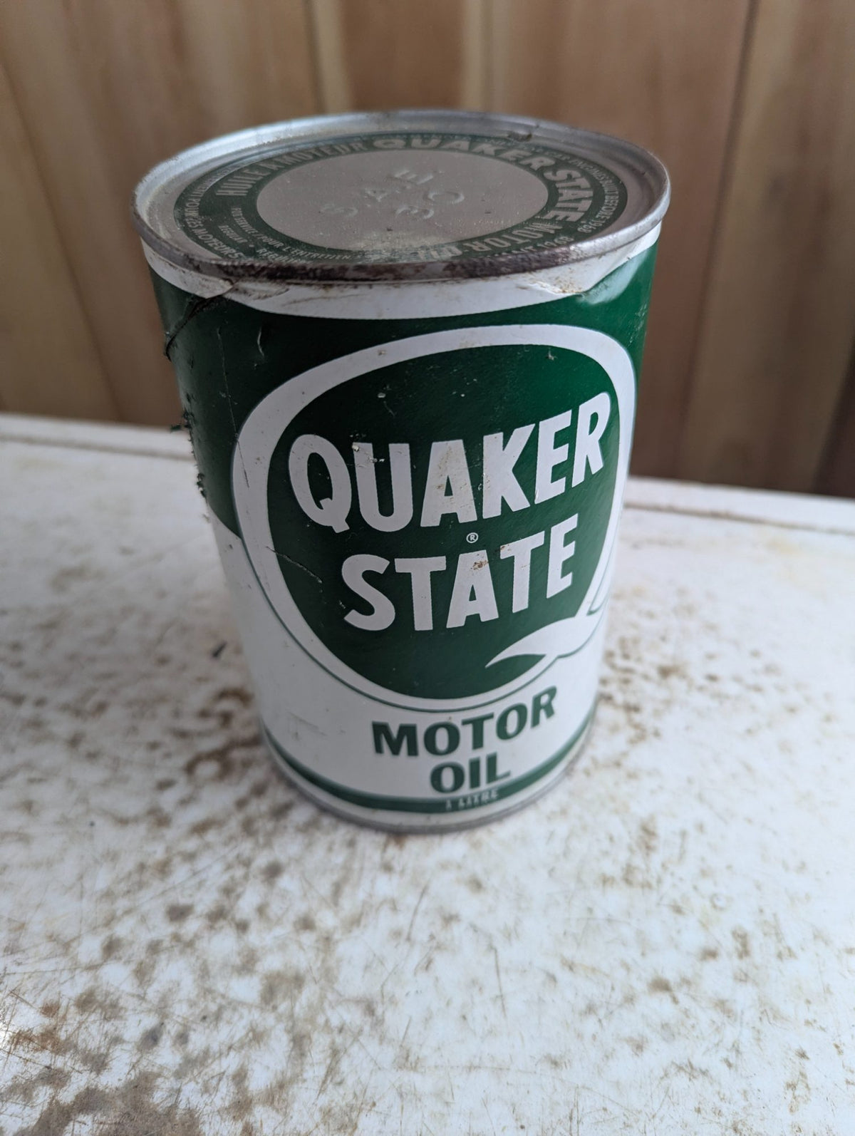 1960s Quaker State Motor Oil 1 Litre Advertising Tin Can