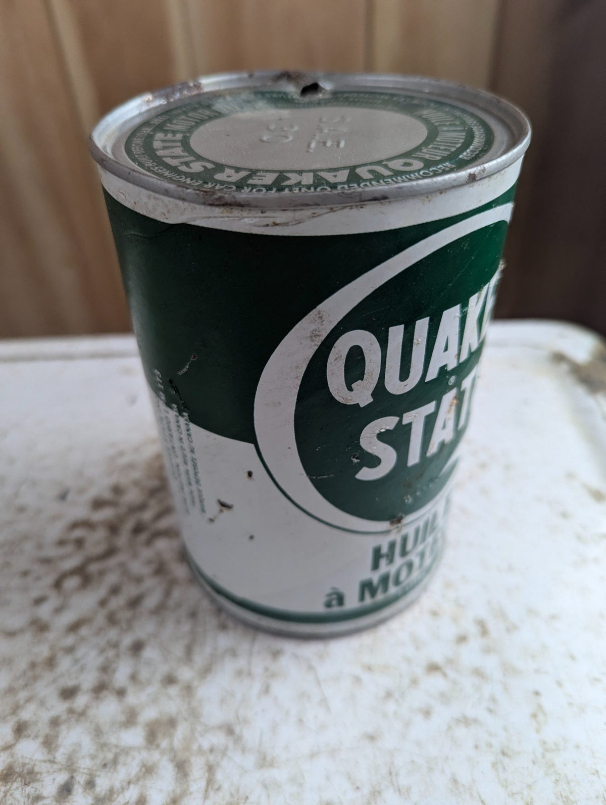 1960s Quaker State Motor Oil 1 Litre Advertising Tin Can