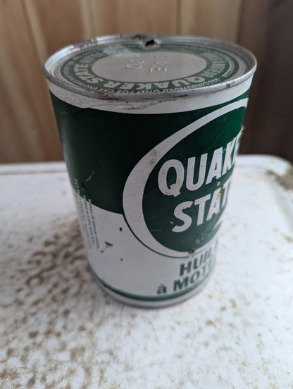 1960s Quaker State Motor Oil 1 Litre Advertising Tin Can