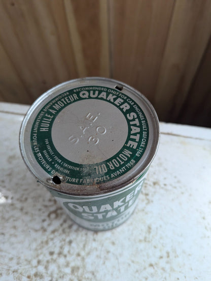 1960s Quaker State Motor Oil 1 Litre Advertising Tin Can