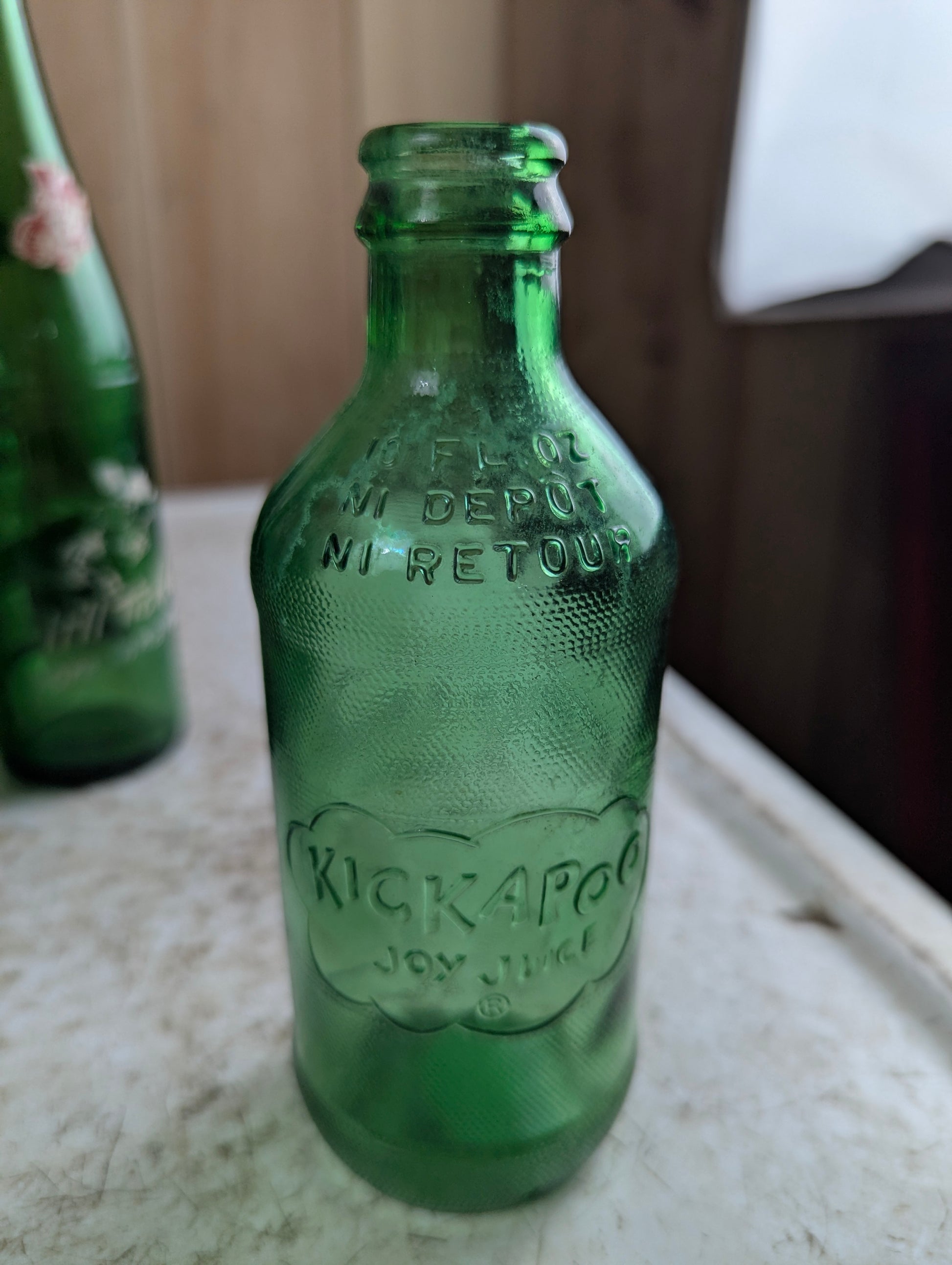 Kickapoo Joy Juice 10oz Stubby Green Glass Soda Bottle - view 2