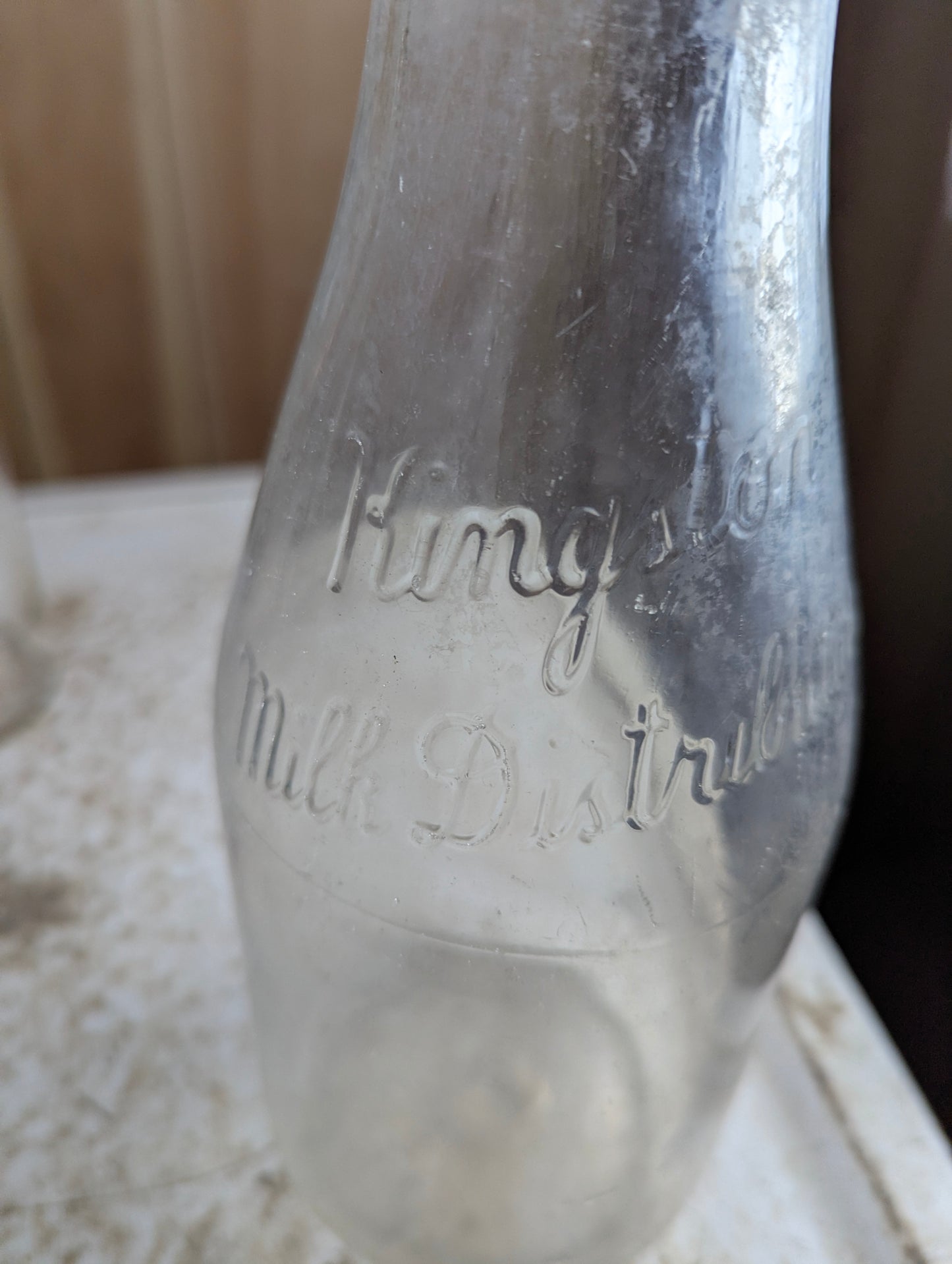 Kingston Milk Distributors Embossed Quart Glass Milk Bottle - view 2