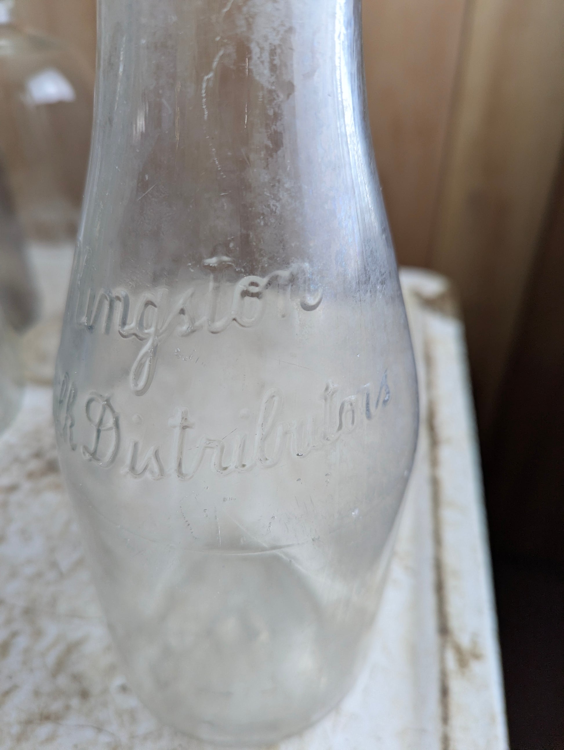 Kingston Milk Distributors Embossed Quart Glass Milk Bottle - view 3