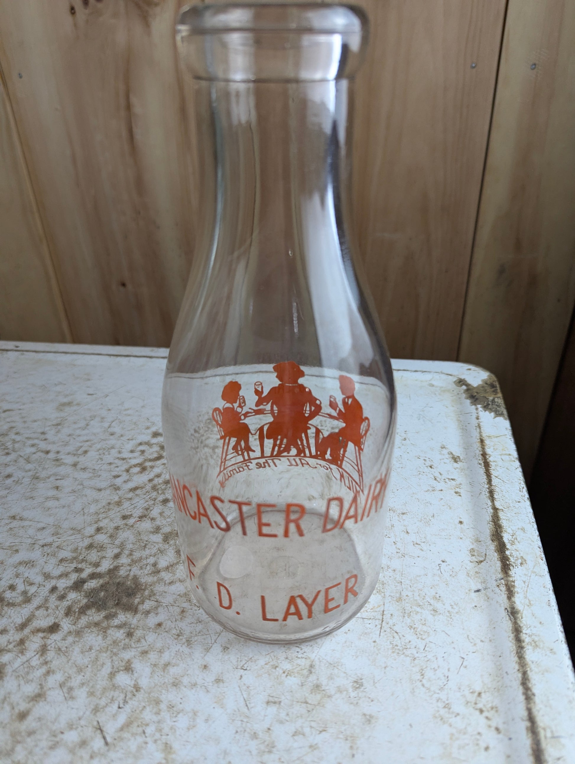 Lancaster Dairy F.D. Layer Quart Milk Bottle