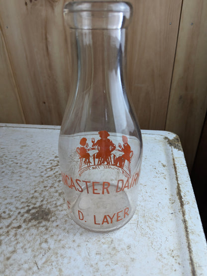 Lancaster Dairy F.D. Layer Quart Milk Bottle