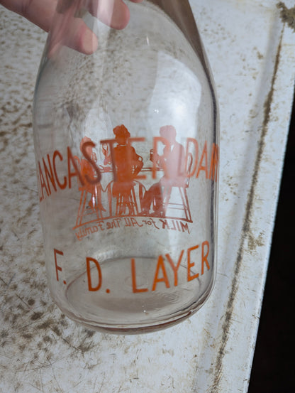 Lancaster Dairy F.D. Layer Quart Milk Bottle - view 2