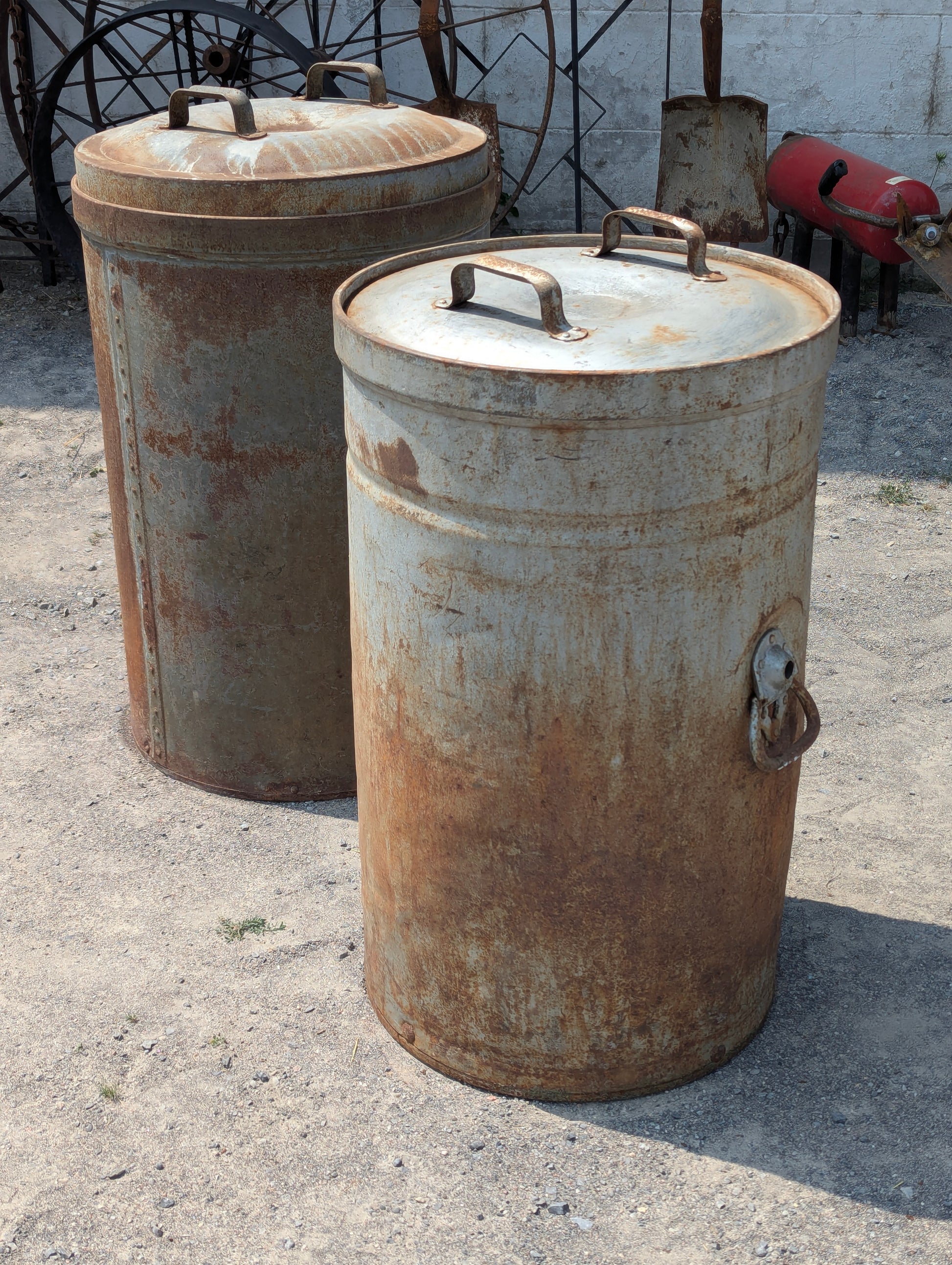 Large Vintage Metal Dairy Cans - view 2