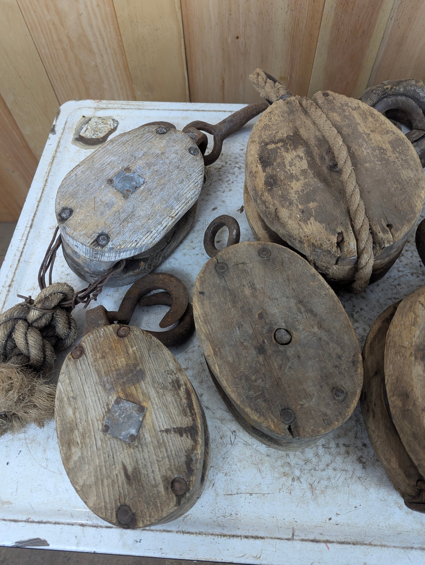 Large Vintage Pulleys - view 2