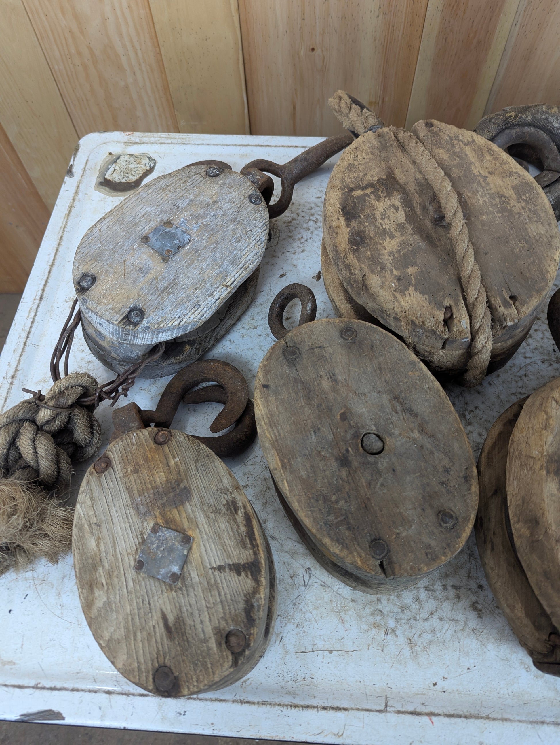 Large Vintage Pulleys - view 2