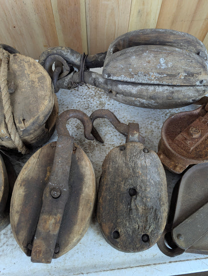 Large Vintage Pulleys - view 3