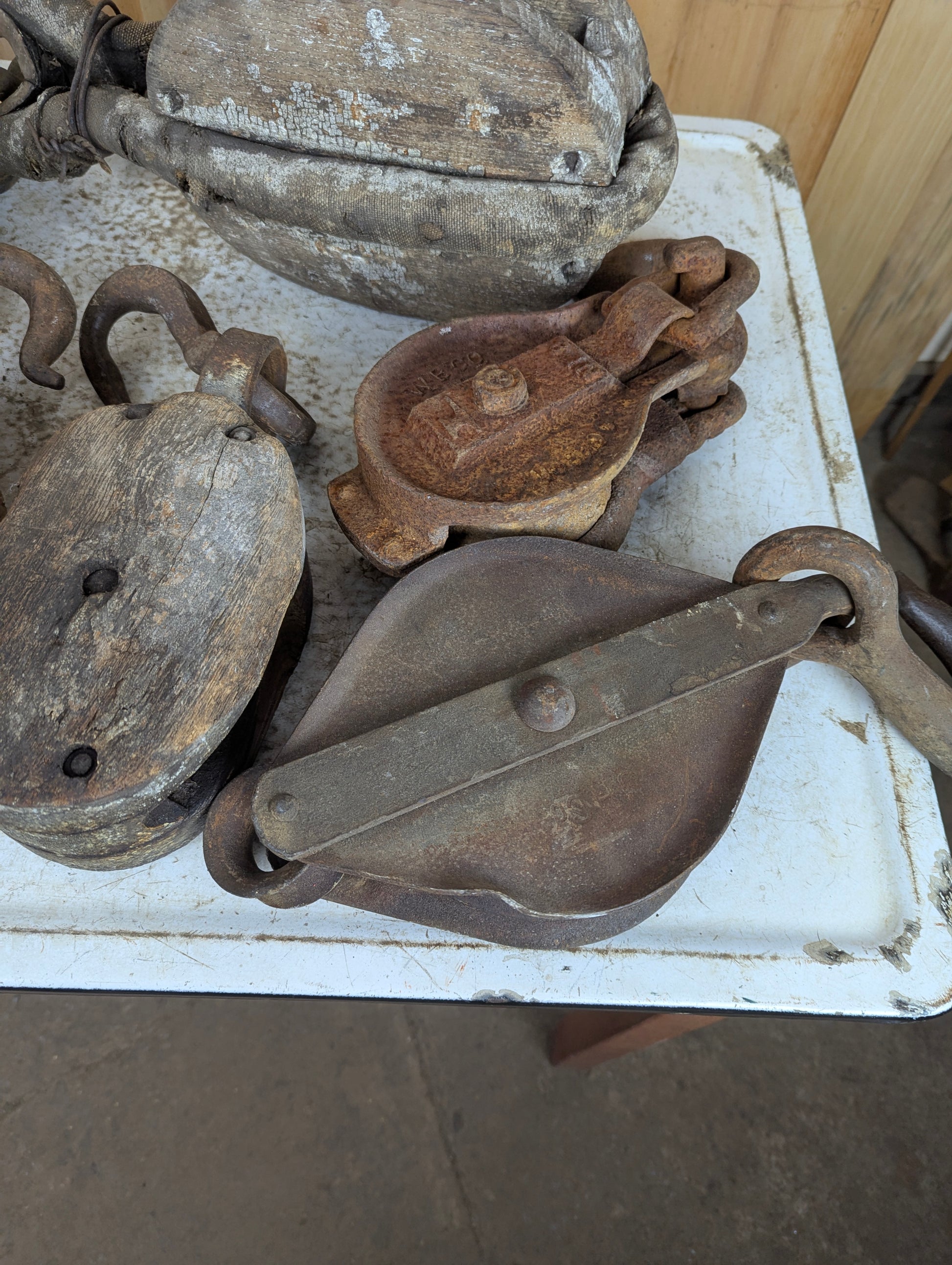 Large Vintage Pulleys - view 4