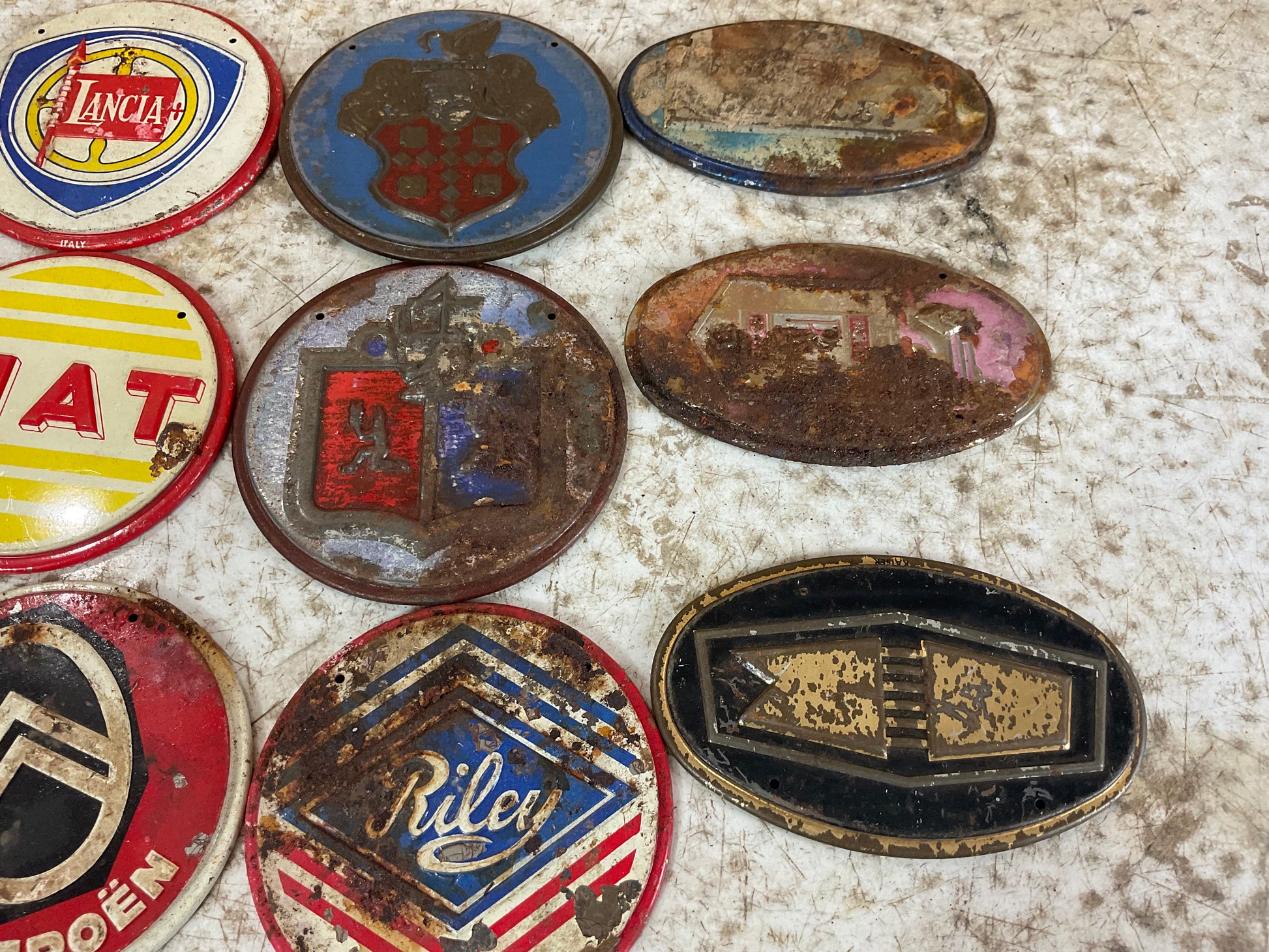 Lot of 1950’s Vintage Wheaties Cereal Car Emblem Badge Tin Signs - view 2
