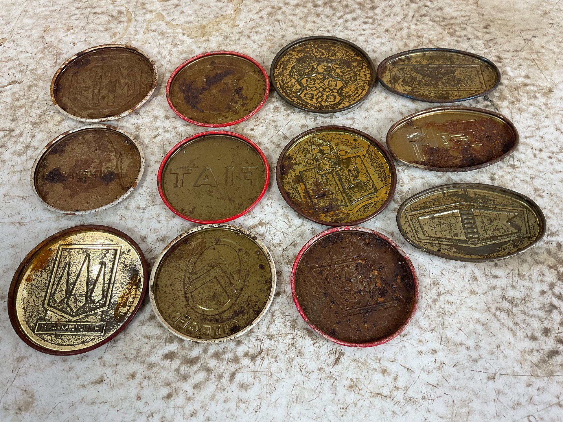 Lot of 1950’s Vintage Wheaties Cereal Car Emblem Badge Tin Signs - view 4