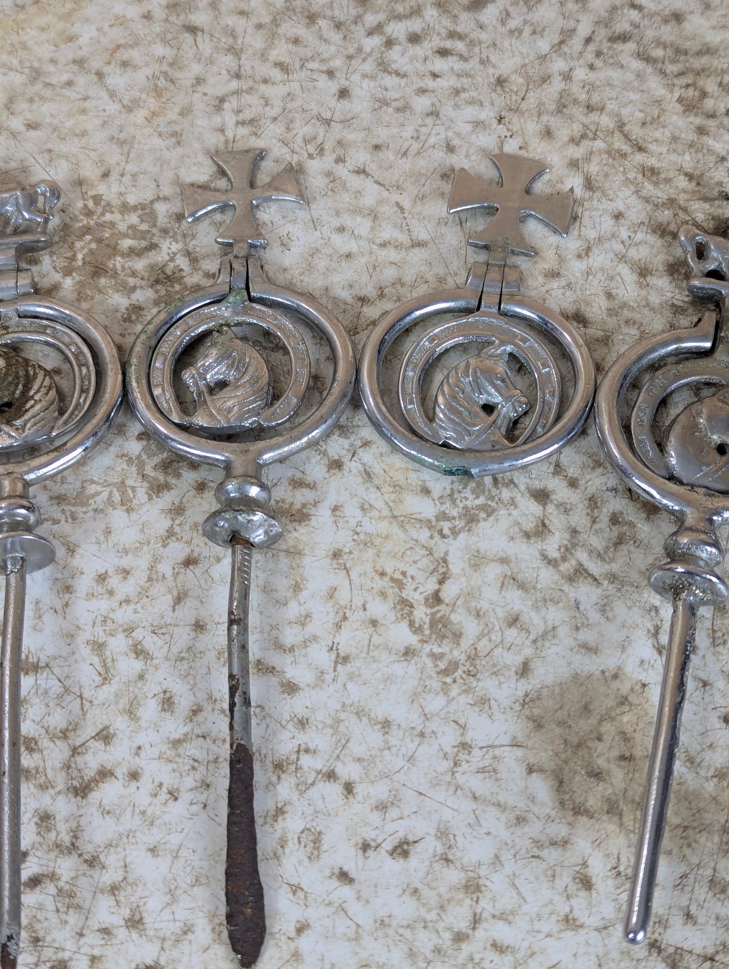 Lot of 6 Cast Horse Brass Nickel Swingers Fly Terrets - view 2