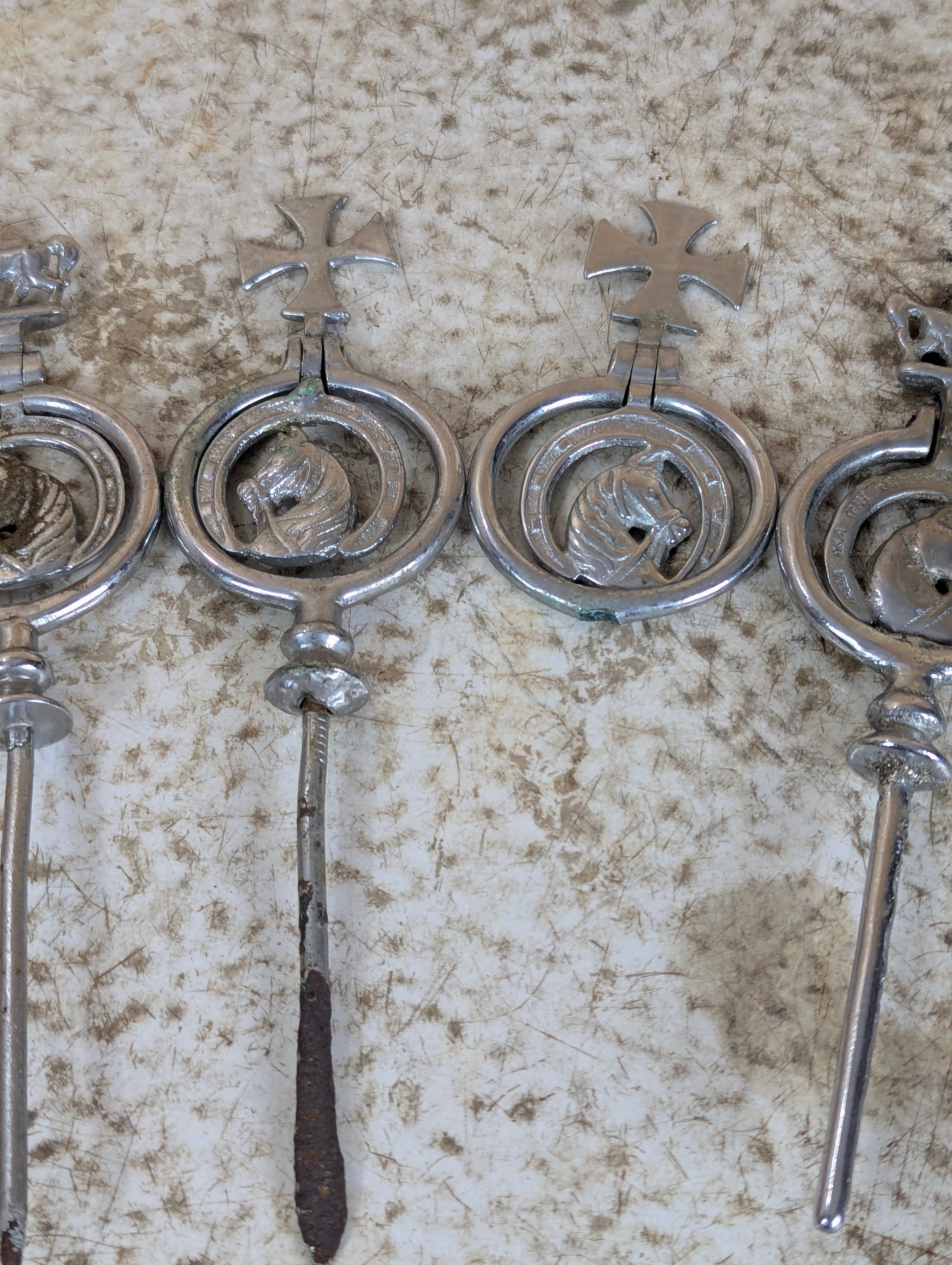 Lot of 6 Cast Horse Brass Nickel Swingers Fly Terrets - view 2