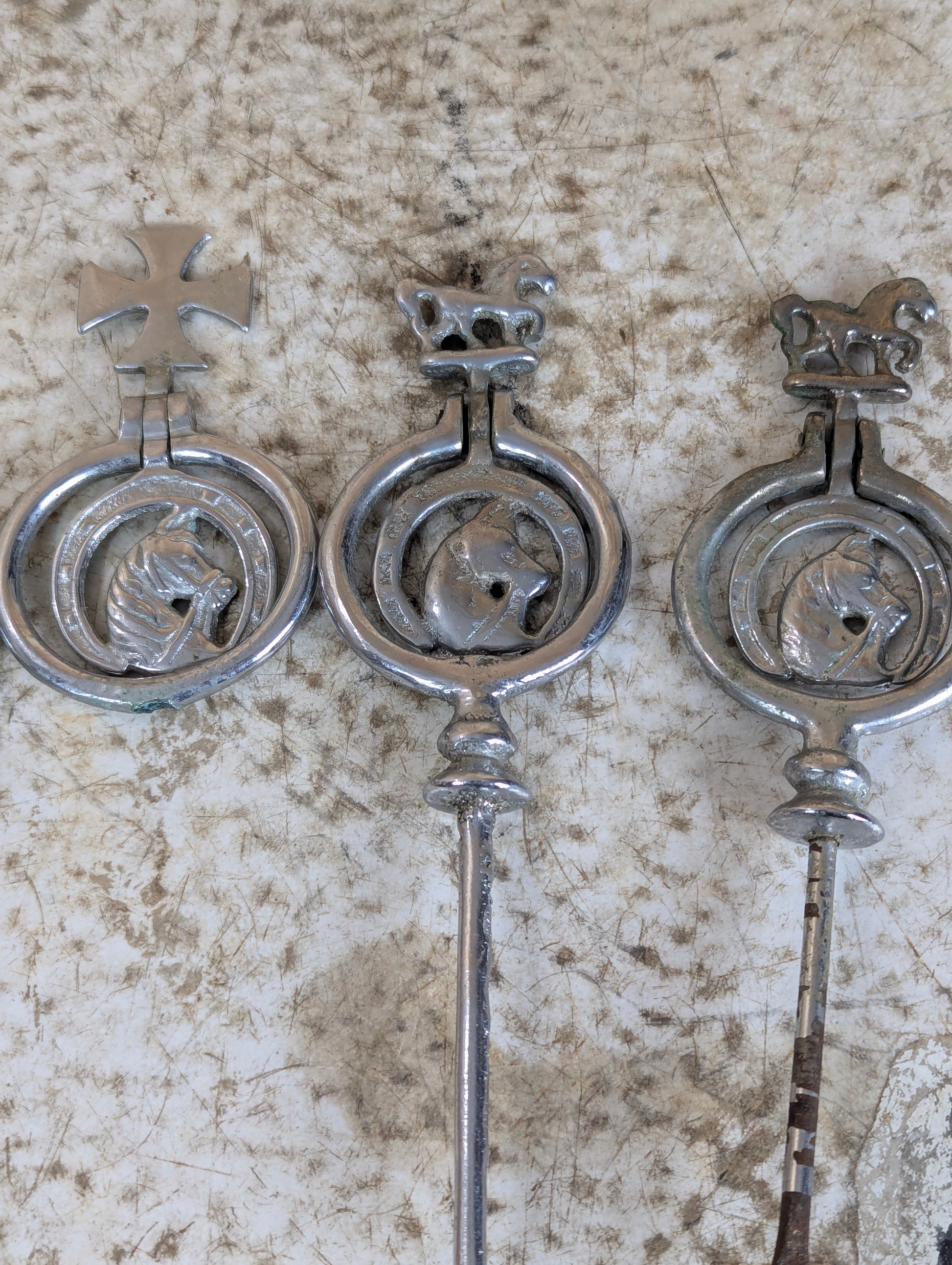 Lot of 6 Cast Horse Brass Nickel Swingers Fly Terrets - view 5