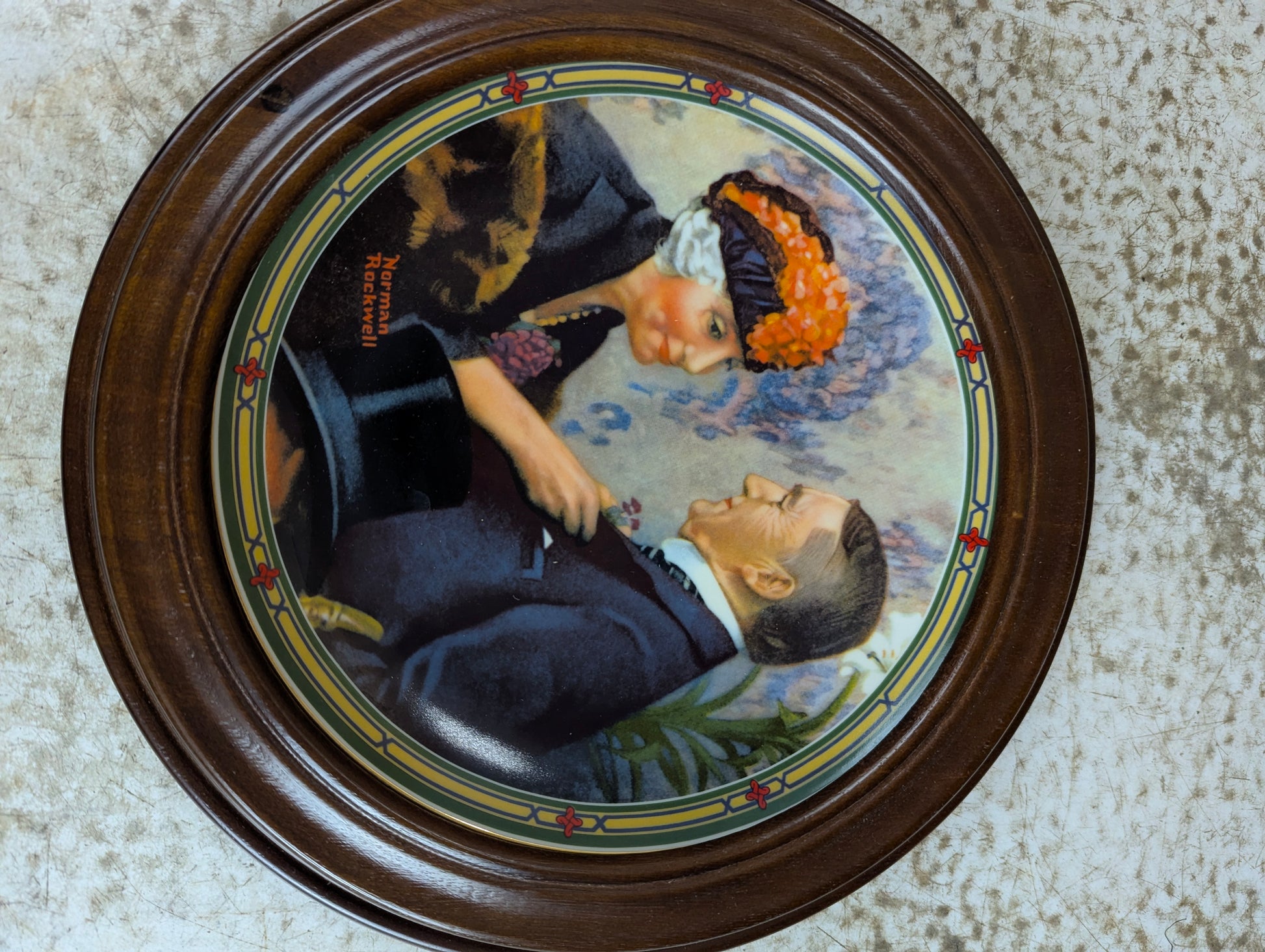 'Love's Reward' Norman Rockwell Framed Knowles Collector Plate