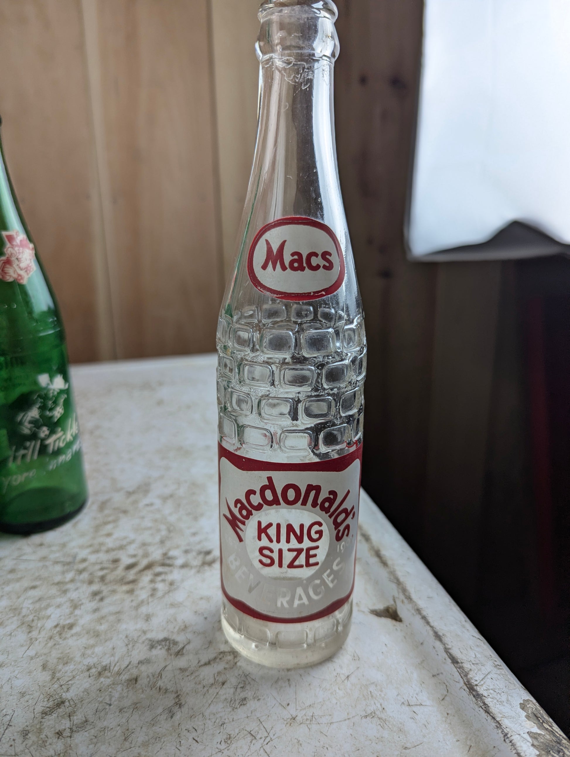 Macdonald's Beverages King Size North Bay 10oz Clear Glass ACL Soda Bottle