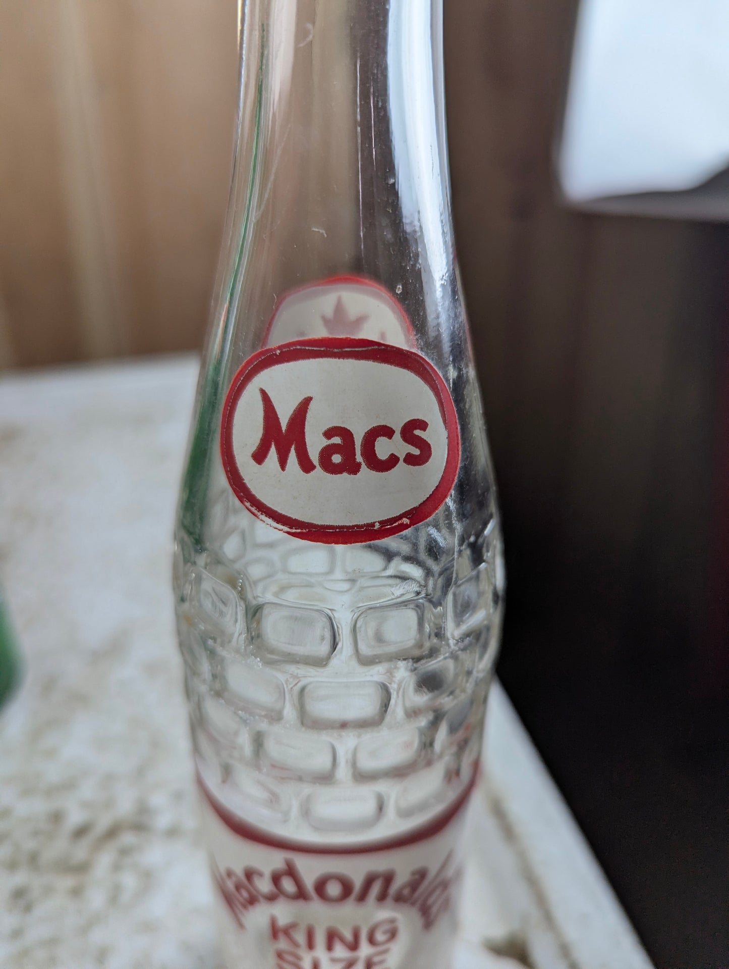 Macdonald's Beverages King Size North Bay 10oz Clear Glass ACL Soda Bottle - view 2