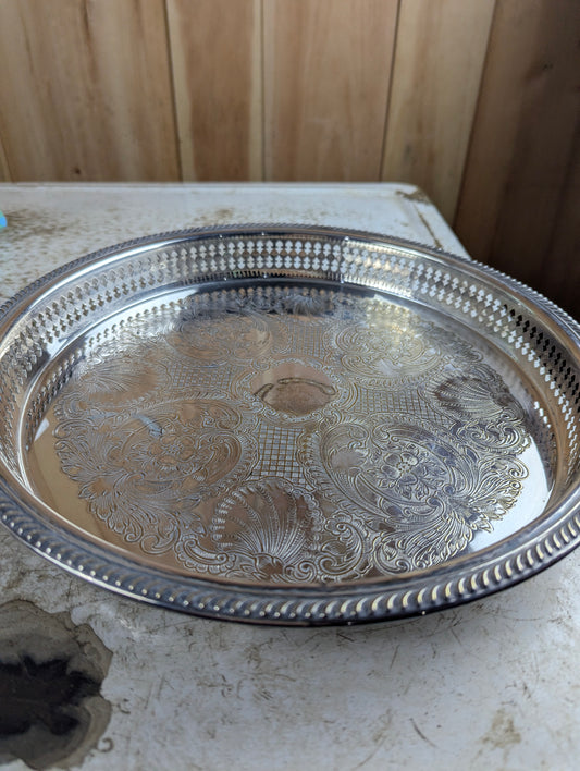 Marlboro Plate Silver Plated Brass 12.25" Tray with Feet