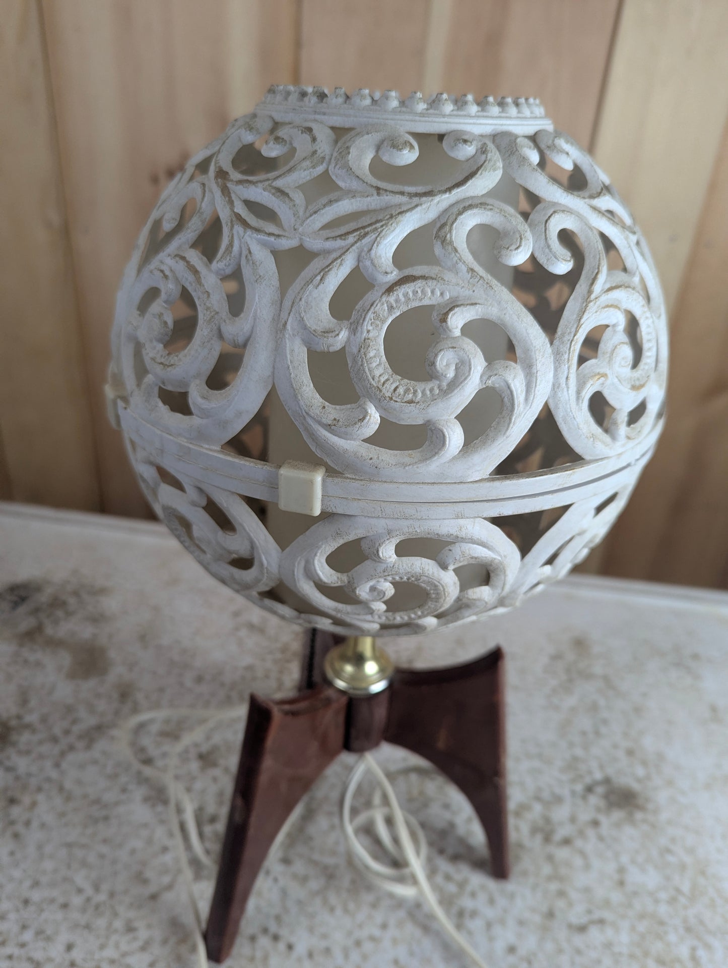 MCM Plastic Filagree Globe Table Lamp - view 3