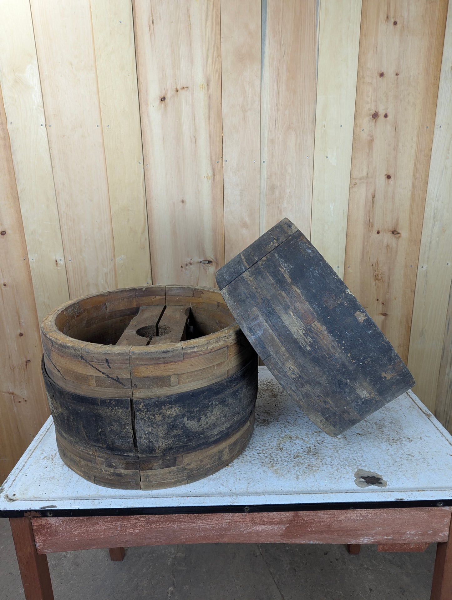 Medium (~22”) Antique Wooden Belt Pulley Wheels - view 2