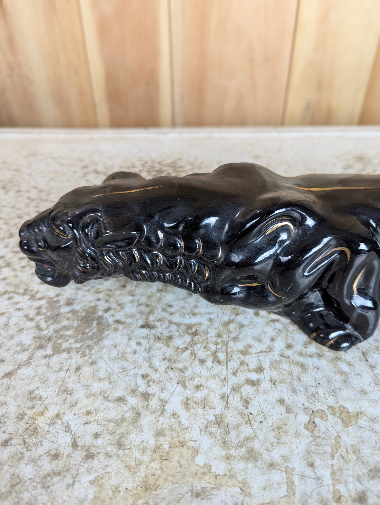 Mid-Century Ceramic Redware Style Black Panther - view 2