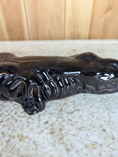 Mid-Century Ceramic Redware Style Black Panther - view 3