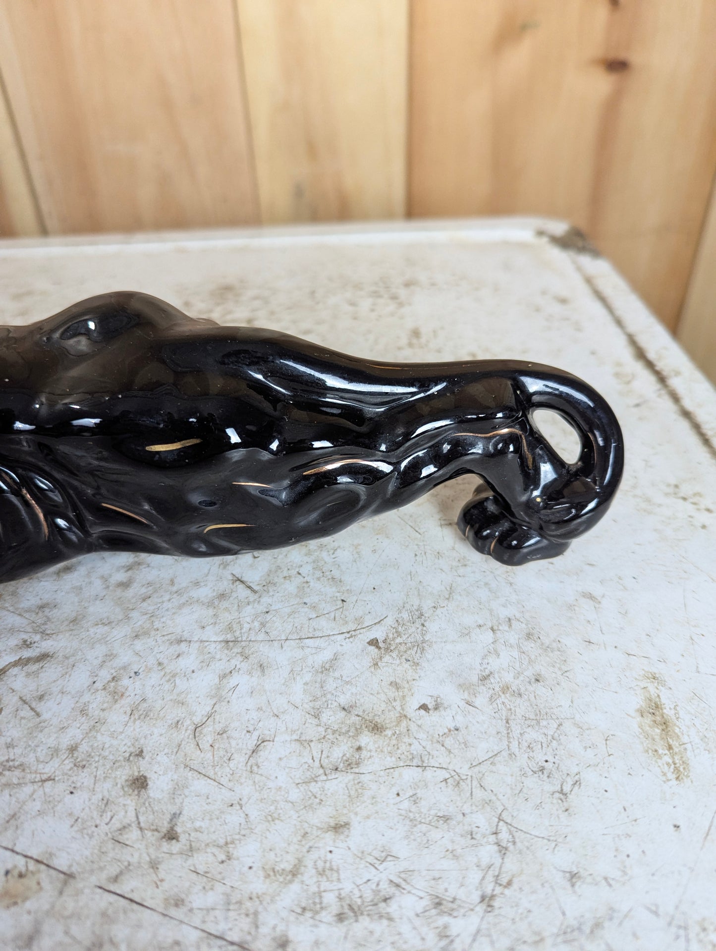 Mid-Century Ceramic Redware Style Black Panther - view 4