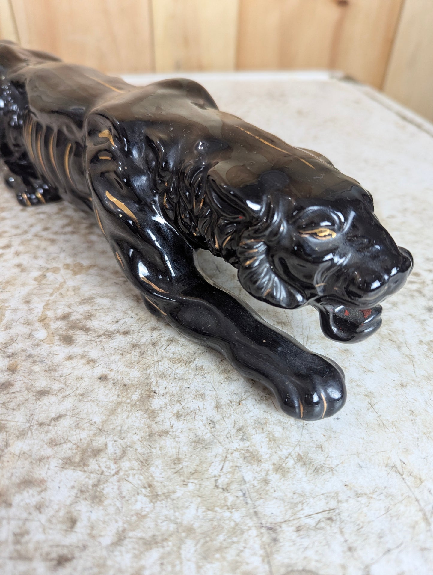 Mid-Century Ceramic Redware Style Black Panther - view 5
