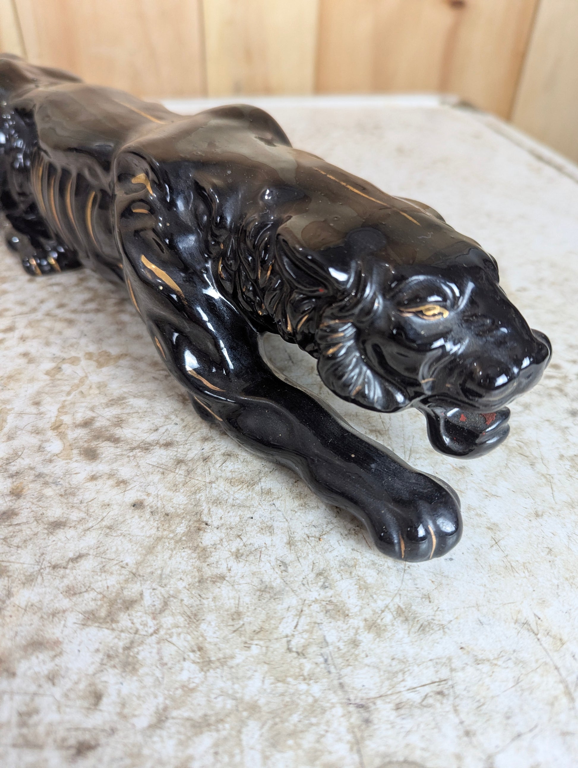 Mid-Century Ceramic Redware Style Black Panther - view 5