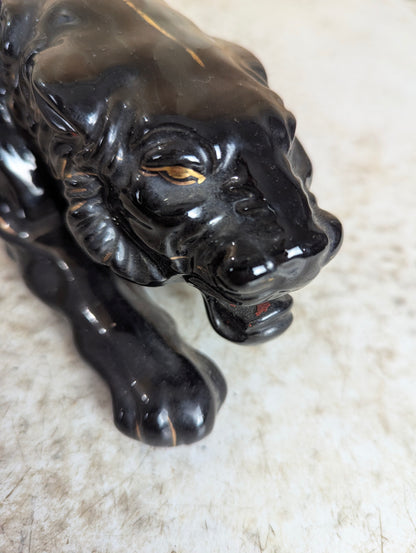 Mid-Century Ceramic Redware Style Black Panther - view 6
