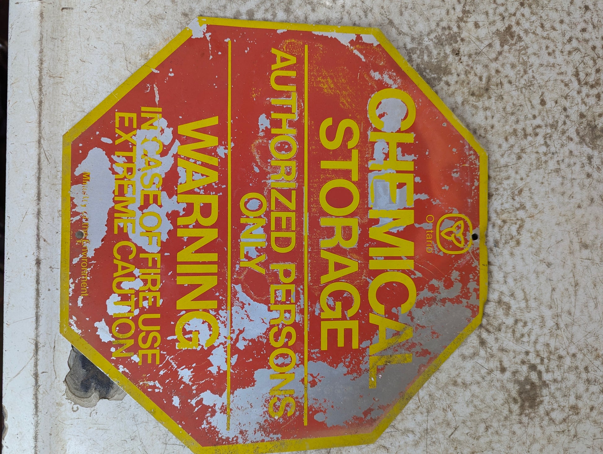 Ontario Ministry of Environment Chemical Storage Sign