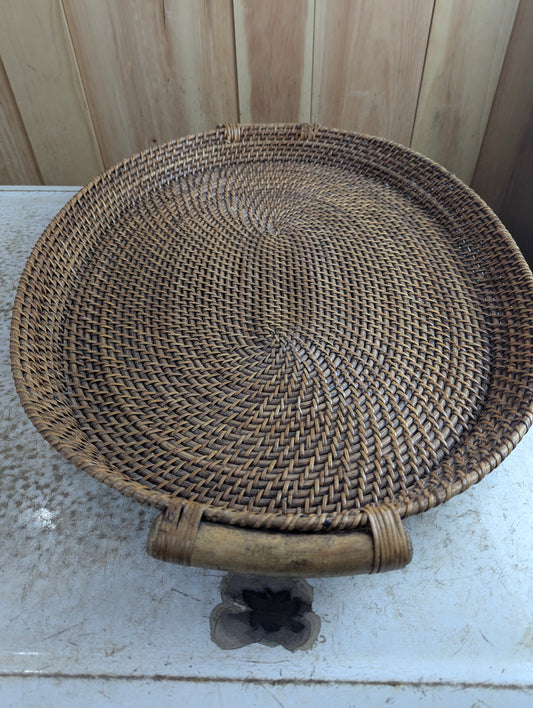 Oval Rattan Serving Tray with Handles