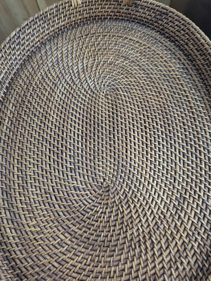 Oval Rattan Serving Tray with Handles - view 3