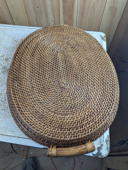 Oval Rattan Serving Tray with Handles - view 4