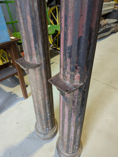 Pair of Antique 51" Cast Iron Fluted Pillars - view 2