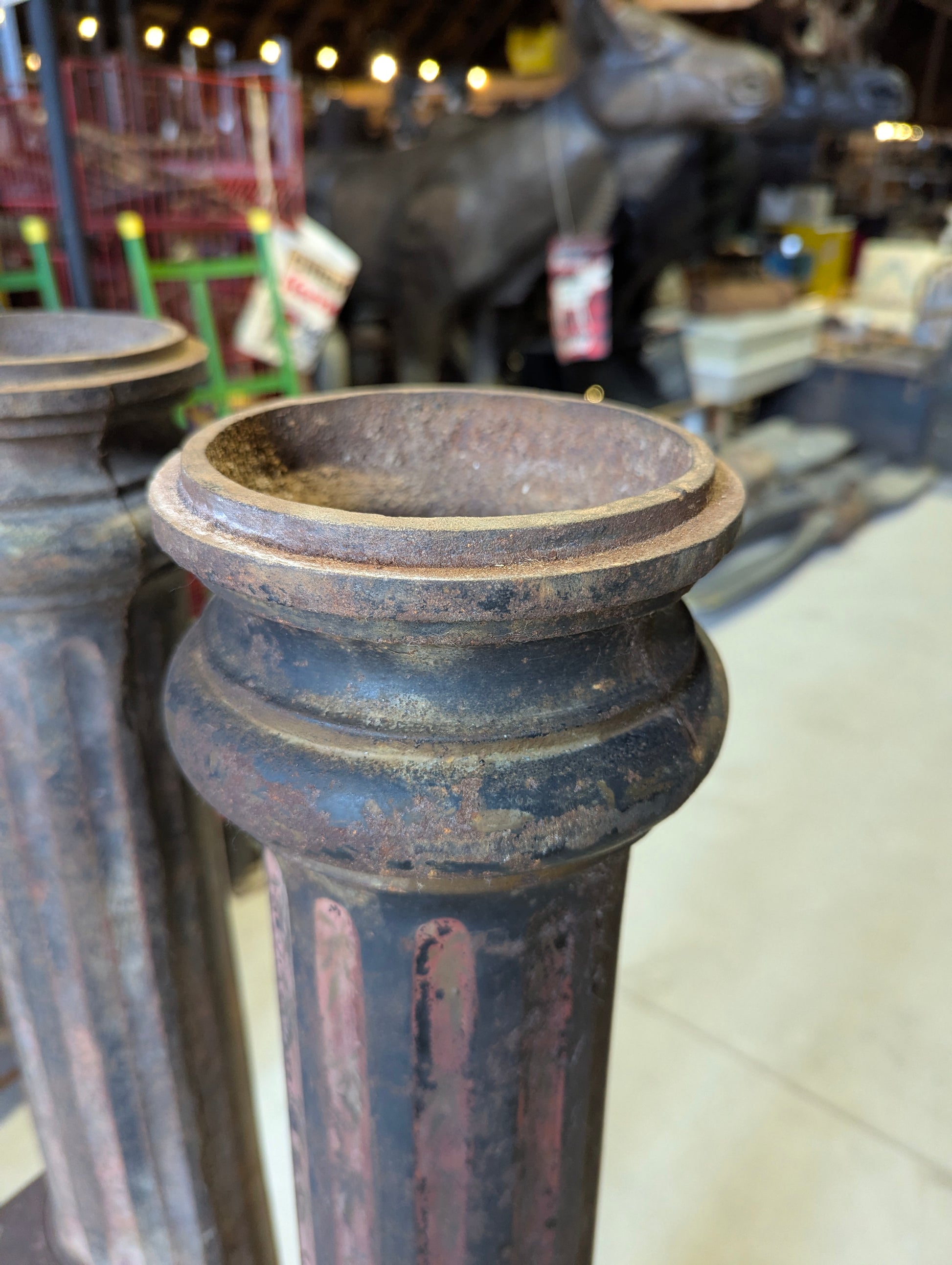 Pair of Antique 51" Cast Iron Fluted Pillars - view 4