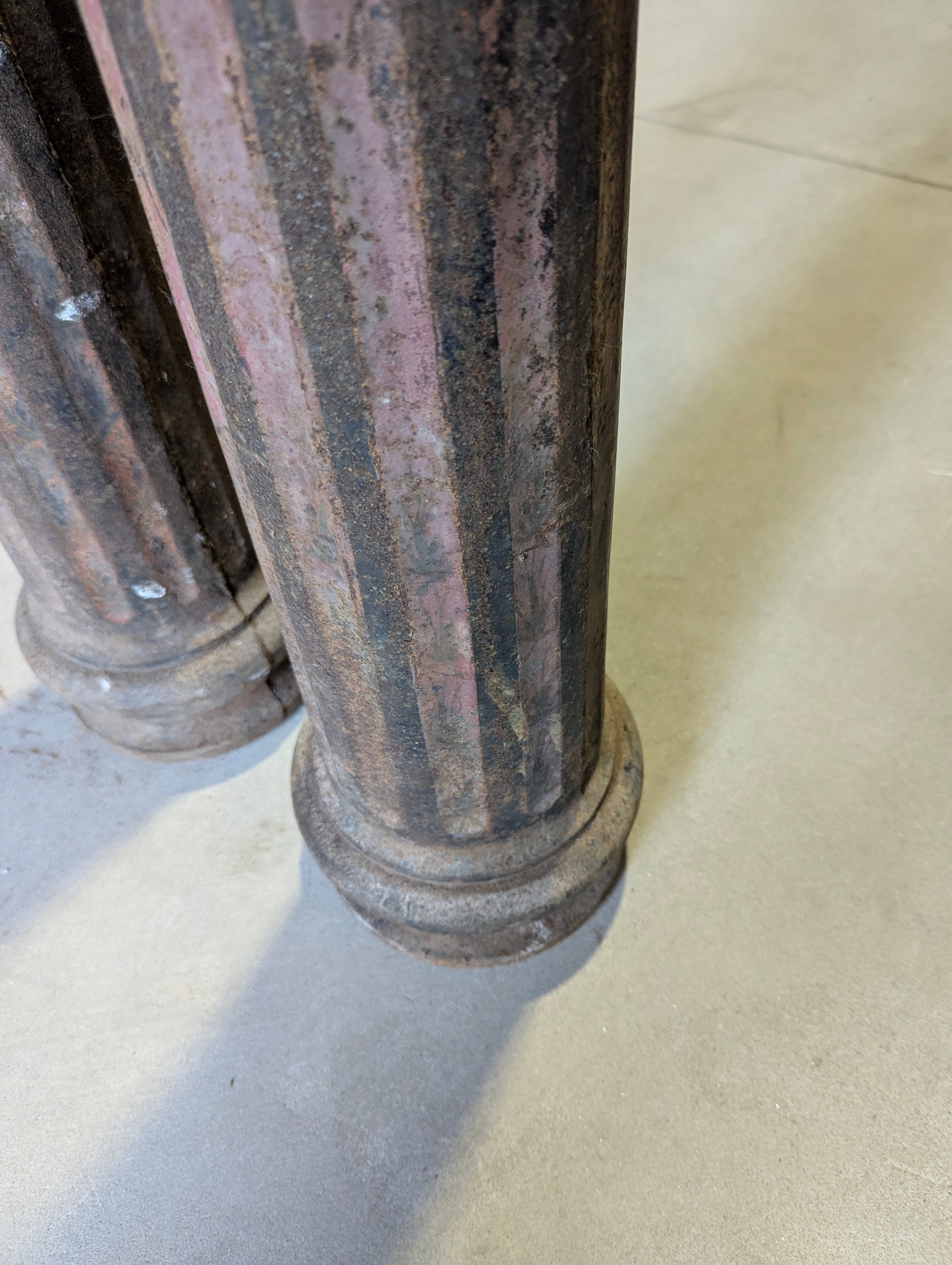 Pair of Antique 51" Cast Iron Fluted Pillars - view 5