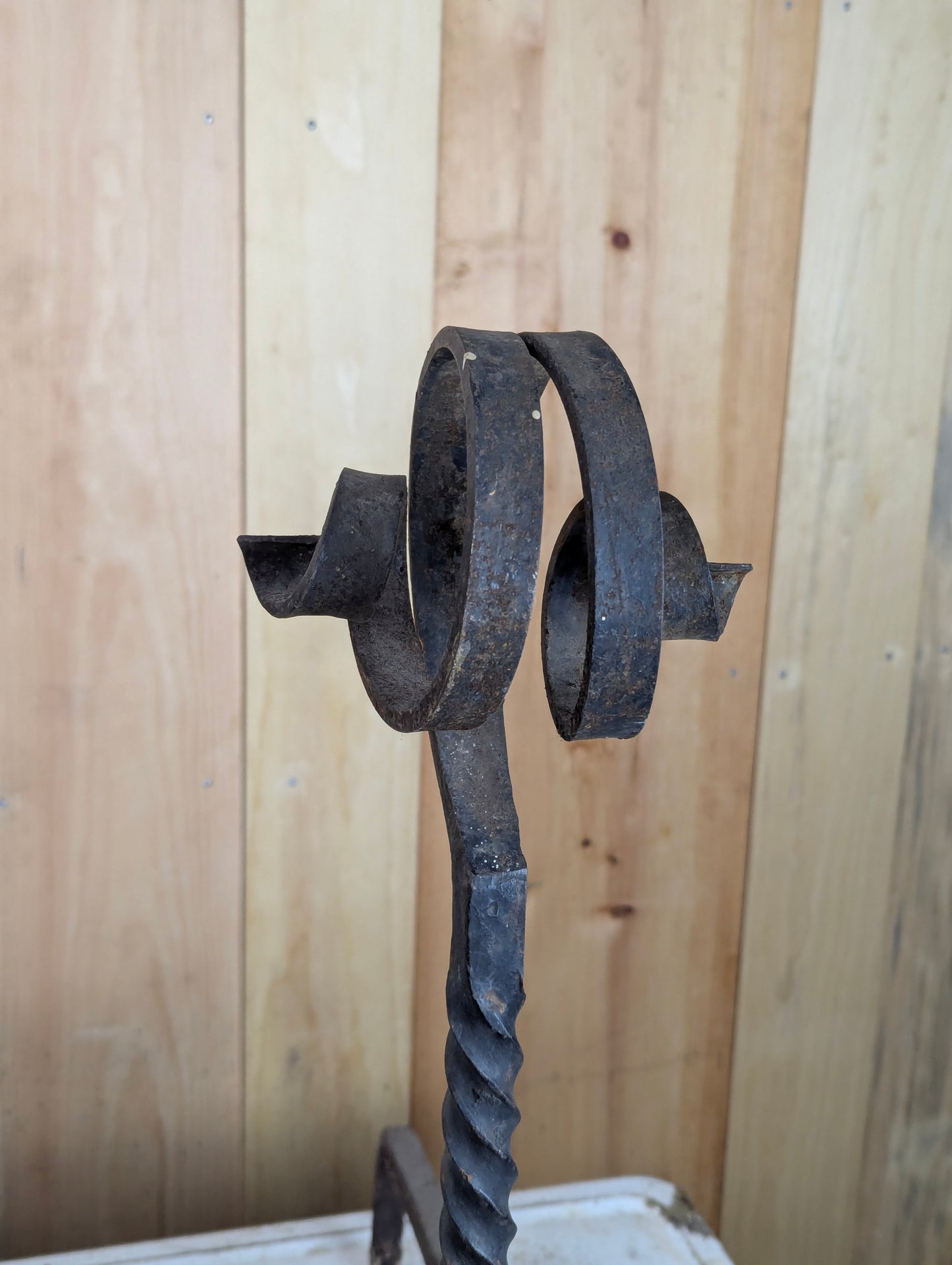 Pair of Antique Wrought Iron Andirons - view 4