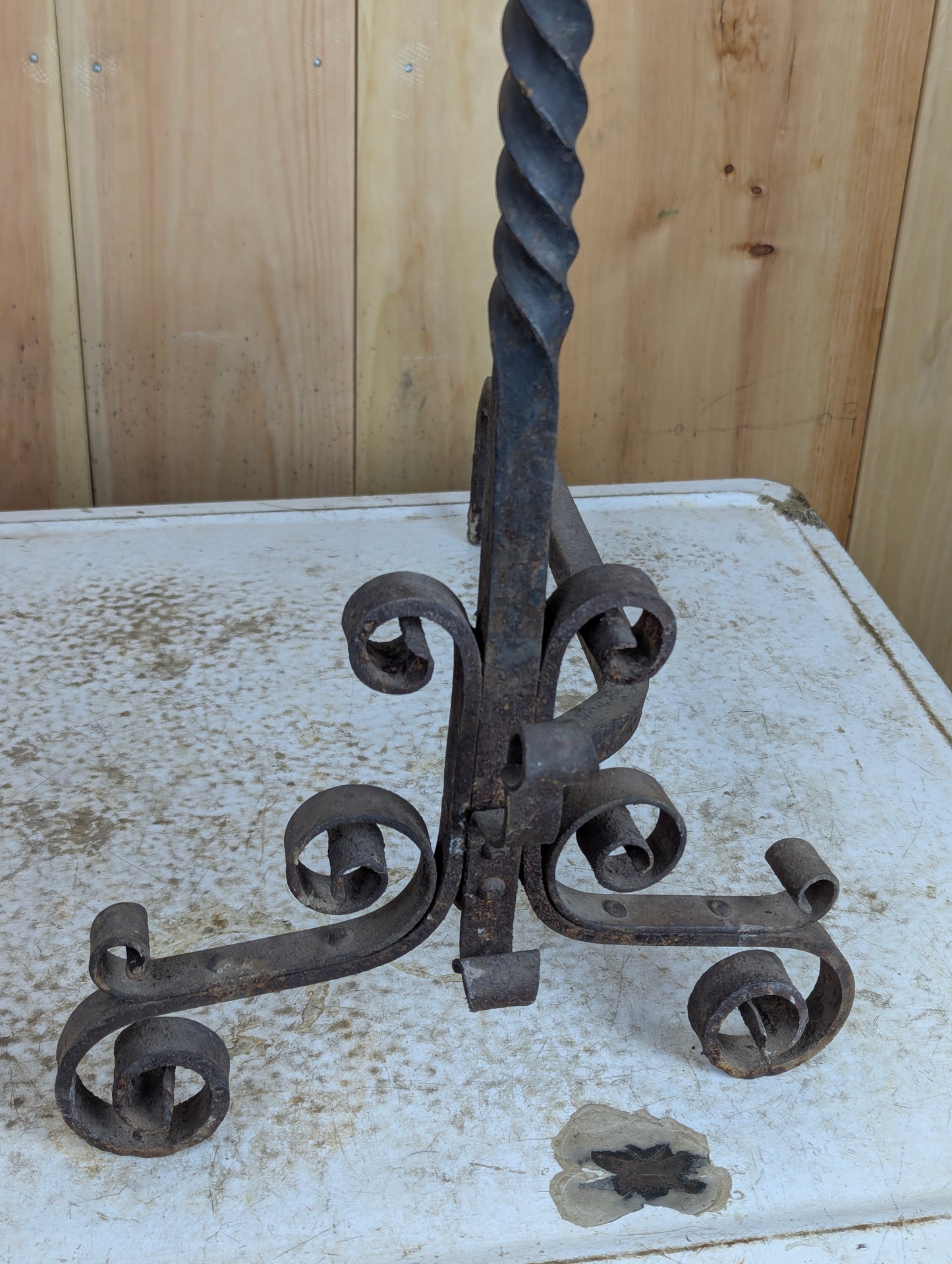 Pair of Antique Wrought Iron Andirons - view 5