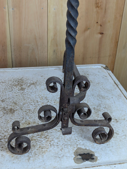 Pair of Antique Wrought Iron Andirons - view 5