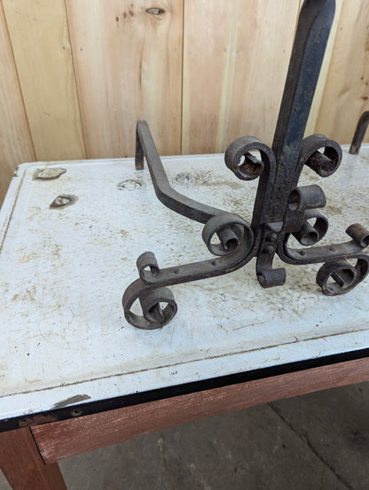 Pair of Antique Wrought Iron Andirons - view 6