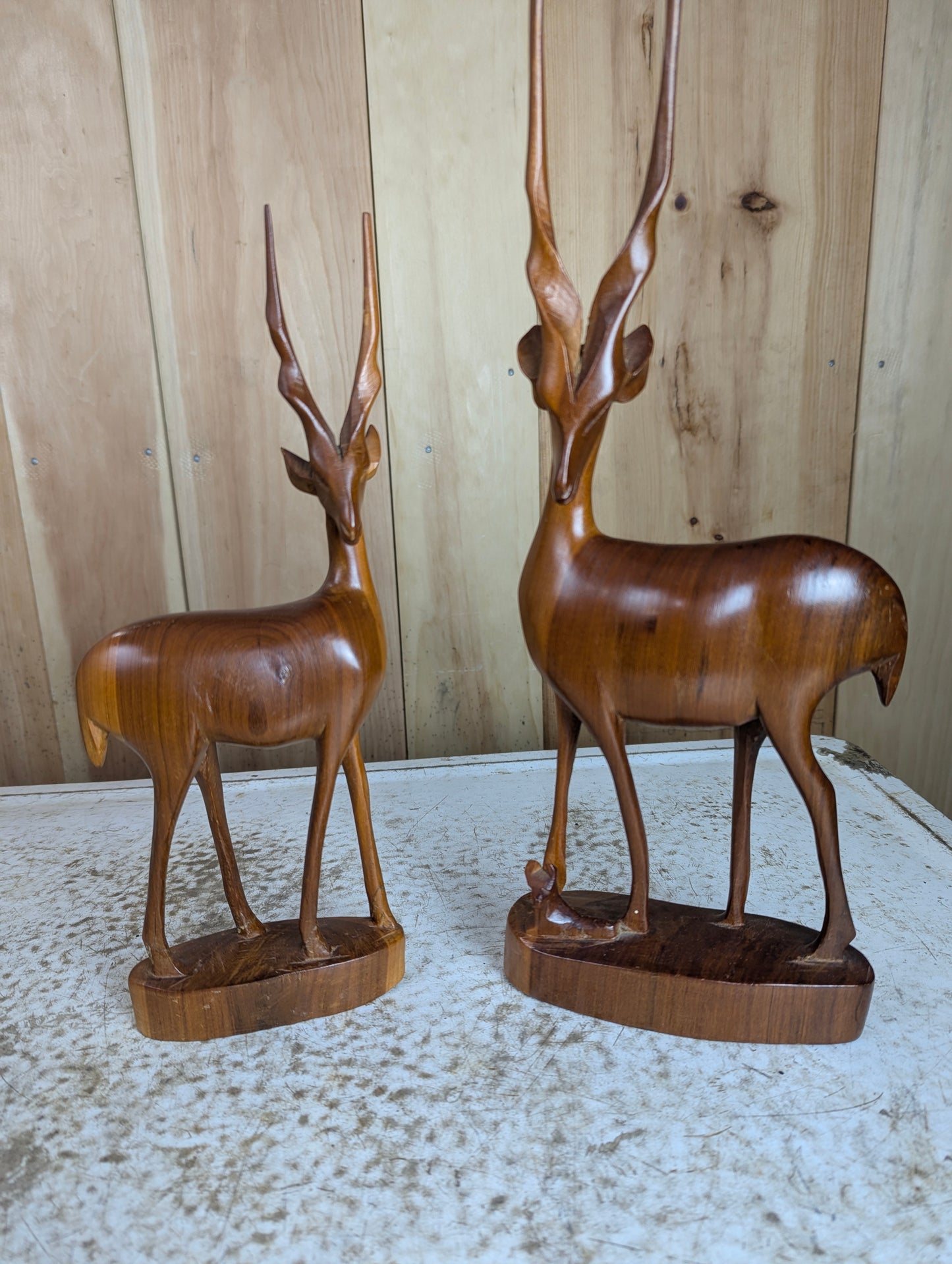 Pair of Besmo Co of Kenya Wooden Handcarved Teak Gazelle
